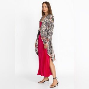 Johnny Was Ryder Black White Floral Patterned long coat